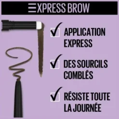 Maybelline 05 Black Brown - Crayon à Sourcils Express... -Chic Beauté Soldes 05 black brown crayon a sourcils express brow satin duo crayon et poudre de maybelline new york 2
