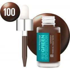 Maybelline 100 : Fond De Teint Huile Teintée Visage... -Chic Beauté Soldes 100 fond de teint huile teintee visage superdrop green edition tinted oil de maybelline new york 1