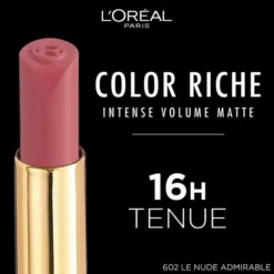 Chic Beauté Soldes -Chic Beauté Soldes 602 le nude admirable rouge a levres matte intense et repulpant acide hyaluronique color riche de loreal paris 1